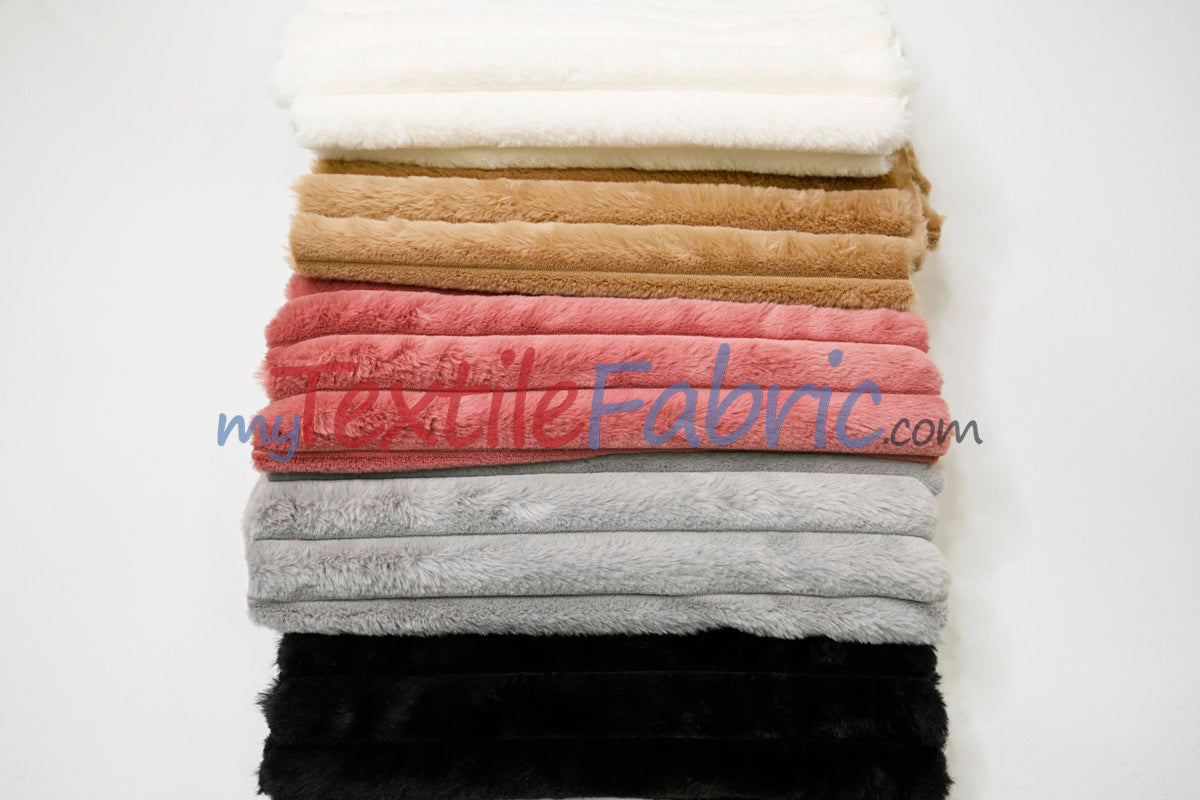 Striped Rabbit Fur 100 Percent Polyester Fabric - Striped Faux Rabbit Fur, 64/66" Width (1 Yard)