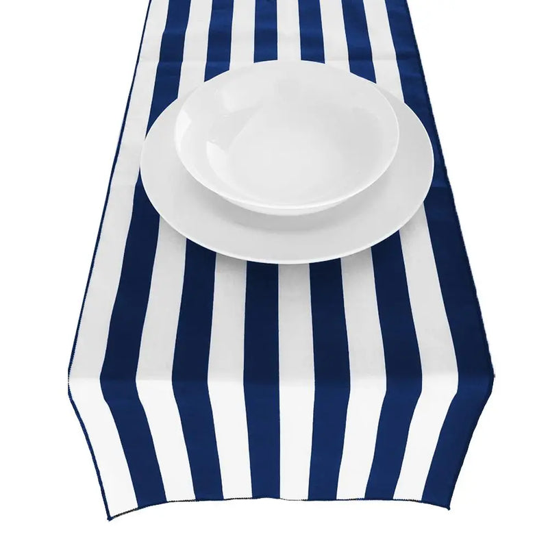 Navy Poly Cotton Stripe Runner