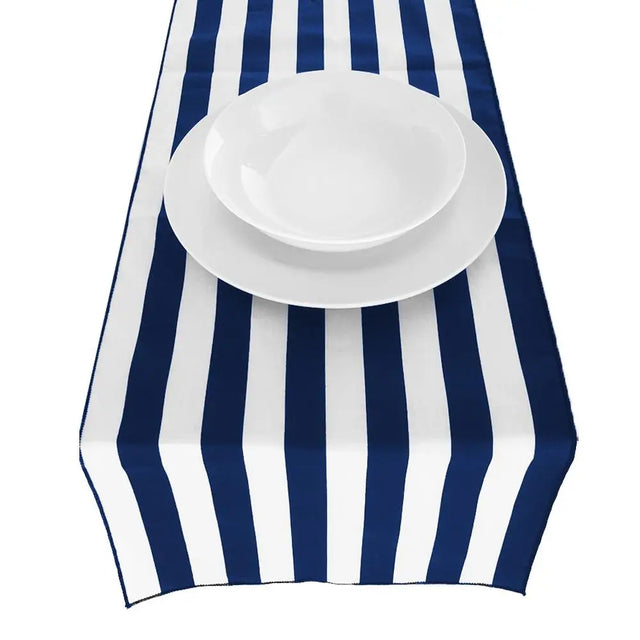 Navy Poly Cotton Stripe Runner