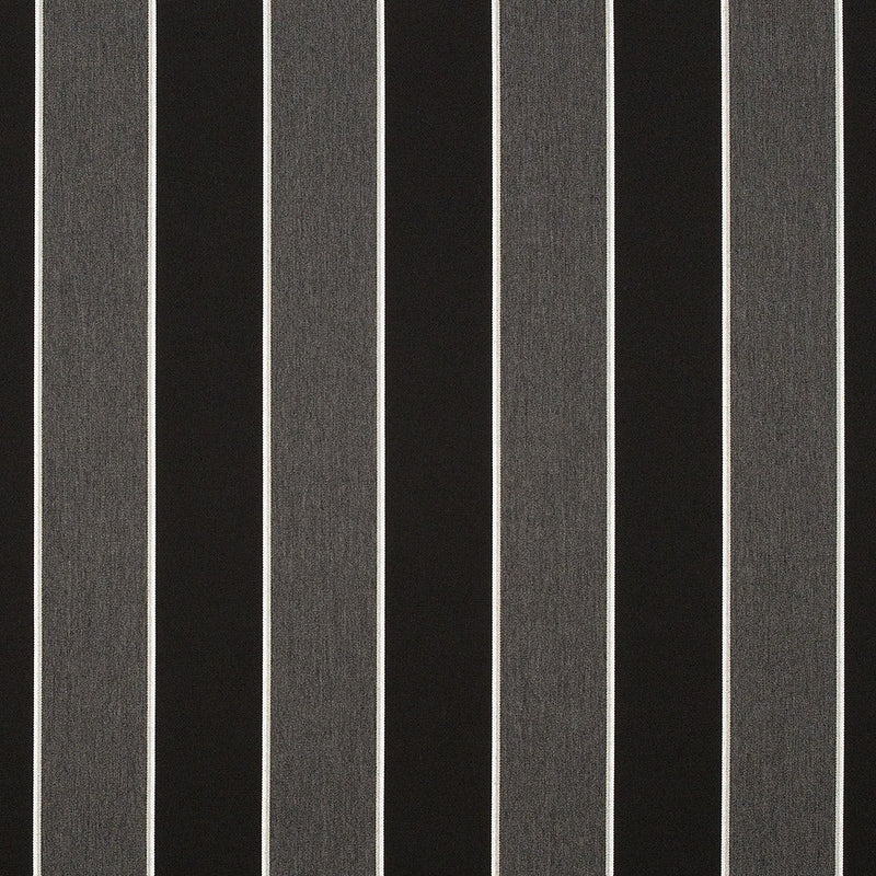 Peyton Upholstery Woven by Sunbrella - Granite Gray and Black Awning Stripes