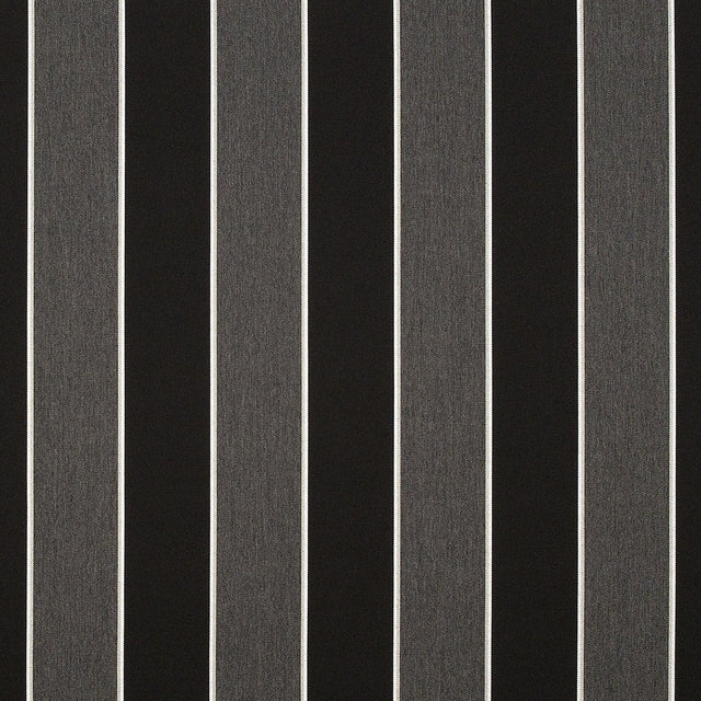 Peyton Upholstery Woven by Sunbrella - Granite Gray and Black Awning Stripes