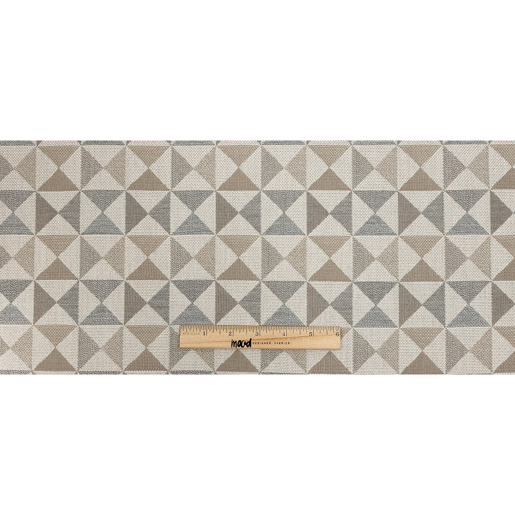 Array Upholstery Woven by Sunbrella - Dune Beige and Gray Geometric