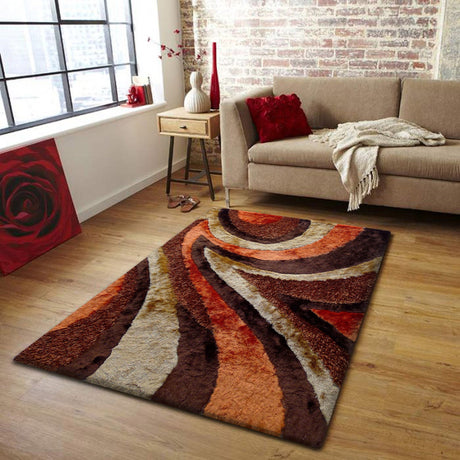 Geometric Shag Thick Design Area Rug - Shag Rug Fabric - Gray/Black Geometric Pattern, 2" Pile, 7'6" X 10'3" (1 Piece)