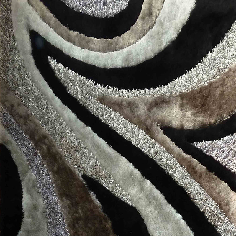 Geometric Shag Thick Design Area Rug - Shag Rug Fabric - Gray/Black Geometric Pattern, 2" Pile, 7'6" X 10'3" (1 Piece)