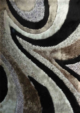 Geometric Shag Thick Design Area Rug - Shag Rug Fabric - Gray/Black Geometric Pattern, 2" Pile, 7'6" X 10'3" (1 Piece)