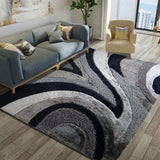 Geometric Shag Thick Design Area Rug - Shag Rug Fabric - Gray/Black Geometric Pattern, 2" Pile, 7'6" X 10'3" (1 Piece)