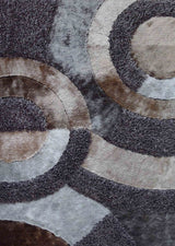 Circle Earth Tone Design Plush Fluffy Multi-Textural Shag Area Rug Carpet - Earth, Shag Rug, 5' X 7' (1 Piece)