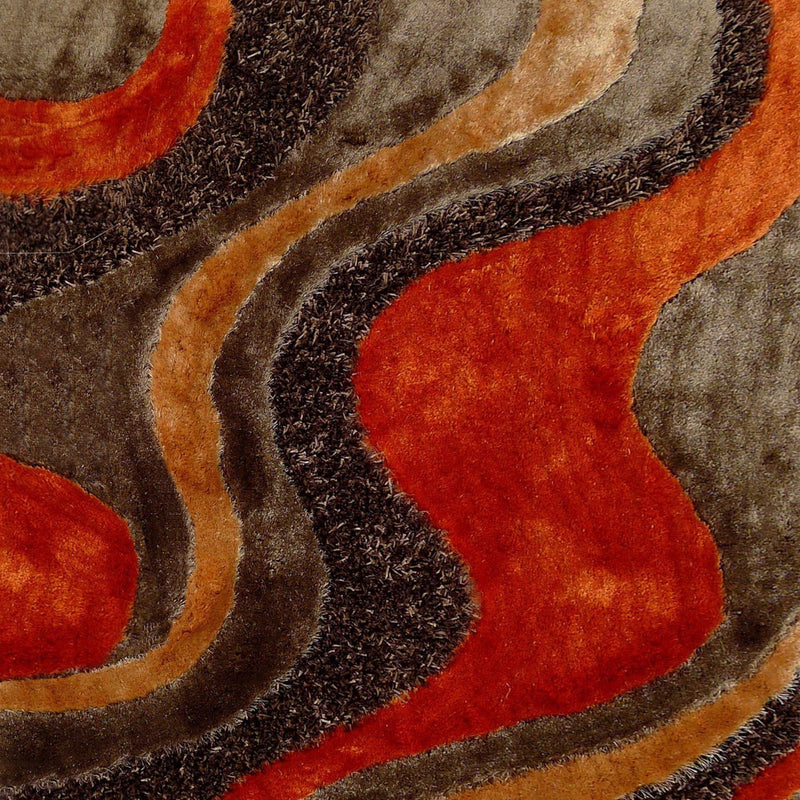 Luxury Shag Viscose Shiny Design Plush Area Rug Carpet - Polyester Shag Rug, Multi Color Pattern, 2" Pile Approx, 7'6" X 10'3" (1 Rug)