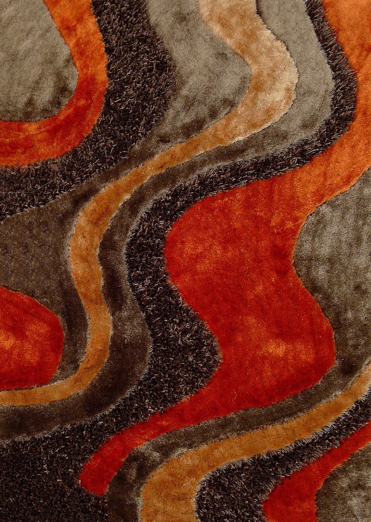 Luxury Shag Viscose Shiny Design Plush Area Rug Carpet - Polyester Shag Rug, Multi Color Pattern, 2" Pile Approx, 7'6" X 10'3" (1 Rug)