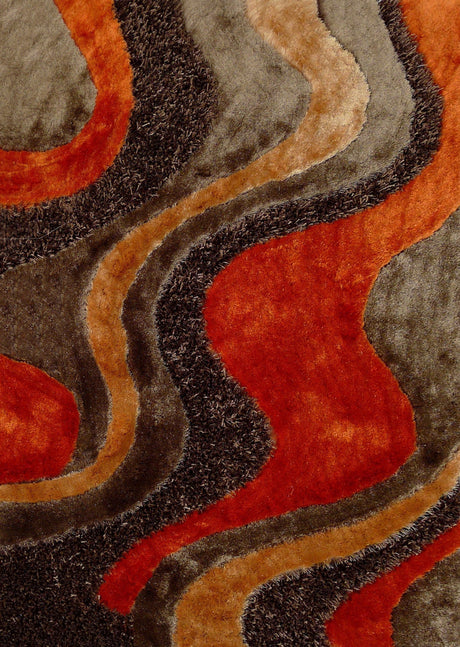 Luxury Shag Viscose Shiny Design Plush Area Rug Carpet - Polyester Shag Rug, Multi Color Pattern, 2" Pile Approx, 7'6" X 10'3" (1 Rug)