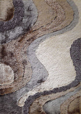 Luxury Shag Viscose Shiny Design Plush Area Rug Carpet - Polyester Shag Rug, Multi Color Pattern, 2" Pile Approx, 7'6" X 10'3" (1 Rug)