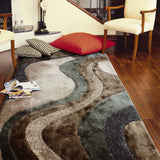 Luxury Shag Viscose Shiny Design Plush Area Rug Carpet - Polyester Shag Rug, Multi Color Pattern, 2" Pile Approx, 7'6" X 10'3" (1 Rug)