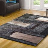 Soft Plush Fluffy Multi-Textural Design Shag Area Rug Carpet - Earth Tone, 1.5" High Pile (1 Rug)