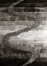 Soft Plush Fluffy Multi-Textural Design Shag Rug - Silver Gray Black, 1.5" High Pile, 7'6" X 10'3" (1 Piece)