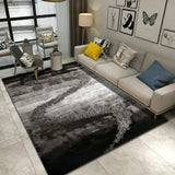 Soft Plush Fluffy Multi-Textural Design Shag Rug - Silver Gray Black, 1.5" High Pile, 7'6" X 10'3" (1 Piece)