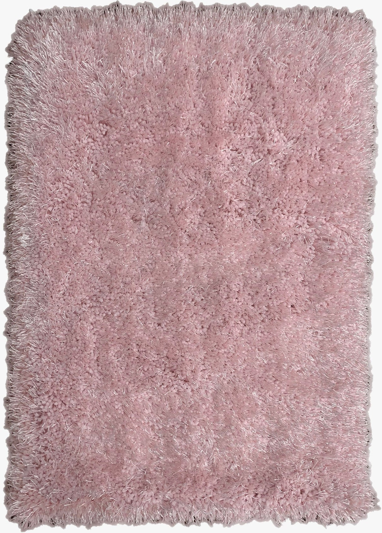 Pale Or Dusty Pink Polyester Shag Fabric - Solid Plush Fluffy Shine, Thick And Thin Yarns Design, 7'6" X 10'3", 5' X 7' (1 Unit)