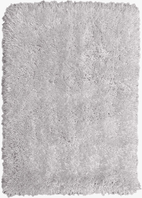 Off White Solid Shag Area Rug/Carpet Polyester Fabric - Off White, Plush Fluffy Shine, Thick And Thin Yarns Design, 7'6" X 10'3" (1 Piece)