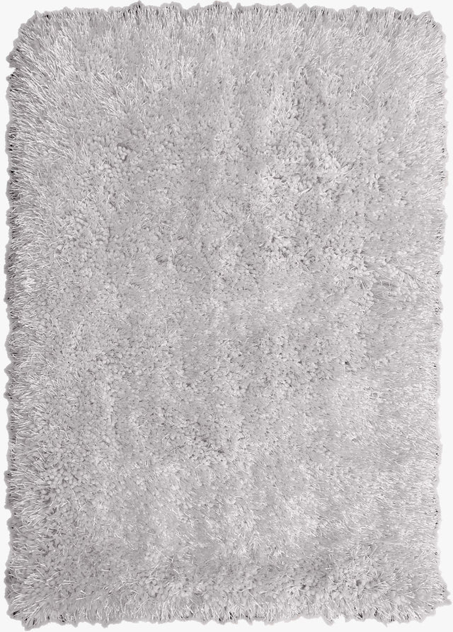 Off White Solid Shag Area Rug/Carpet Polyester Fabric - Off White, Plush Fluffy Shine, Thick And Thin Yarns Design, 7'6" X 10'3" (1 Piece)
