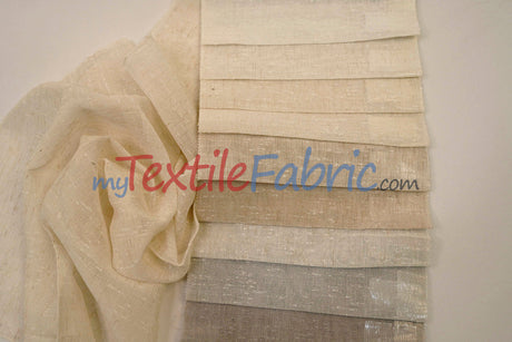 Swiss Sheer Sheer Polyester Fabric - Linen-Look Sheer Drapery, 130" Wide, White (1 Yard)