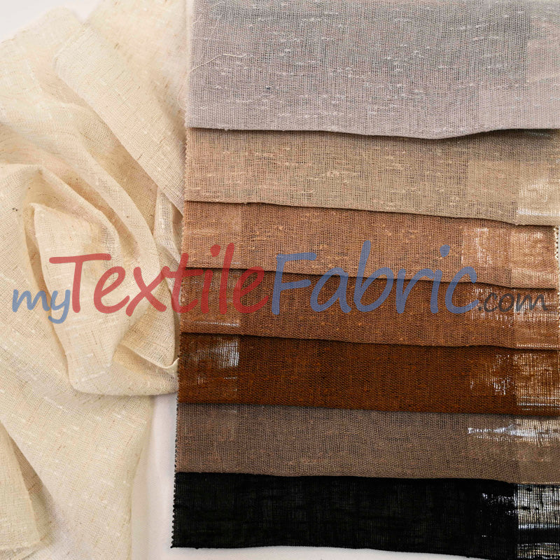 Swiss Sheer Sheer Polyester Fabric - Linen-Look Sheer Drapery, 130" Wide, White (1 Yard)