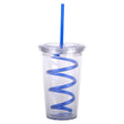 Blue Cup with Spiral Straw 16oz
