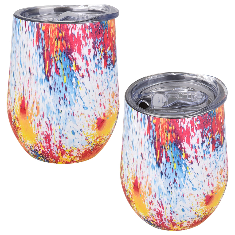 Double Wall Stainless Steel Wine Cup - Tye Dye 12oz