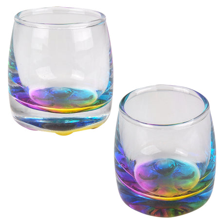 Clear Shot Glass with Beaded Rainbow Bottom 1.75 Oz.