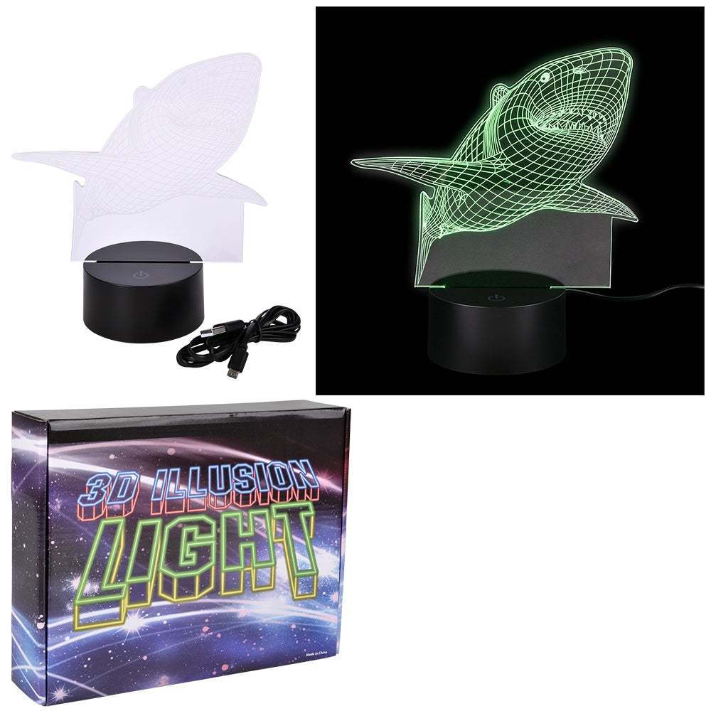 Shark Color Changing Light 3D Illusion Lamp