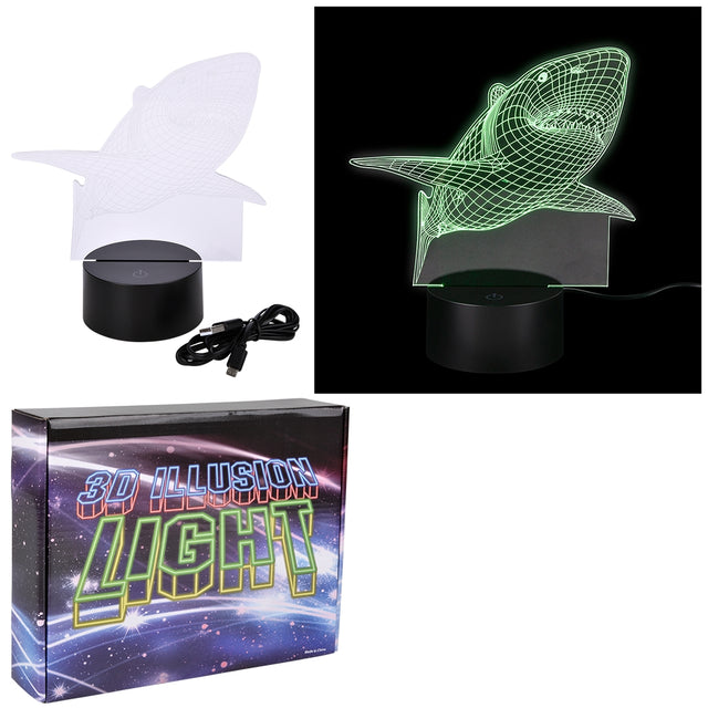Shark Color Changing Light 3D Illusion Lamp