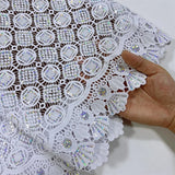 White African Guipure Cord Lace Fabric with Sequins 2025 High Quality Nigerian Guipure Cord Lace for Sewing Wedding Dress F4025