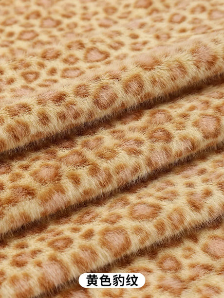 0.5/1/2 Yards Faux Fur Dot Printed Fabric for Plush Toys Cotton Dolls Warm Hats Decorative Cloth Handmade Sewing Fabrics