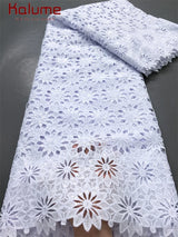 White African Guipure Cord Lace Fabric with Sequins 2025 High Quality Nigerian Guipure Cord Lace for Sewing Wedding Dress F4025