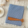 140x50cm Blue Checkered Washed Cotton Fabric for Women Kids DIY Clothing Bags Sewing Textile Accessories