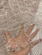 African Heavy Beads Lace Fabric 2024 High Quality Nigerian Sequins Groom Lace French Tulle Fabric For Wedding Party Dress Sewing