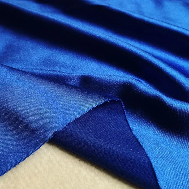 Bright Shiny Stretch Satin Fabric, Spandex Lycra Cloth for Dance Dress, Sports and Yoga Material,Black,White,Blue,By the Meter,
