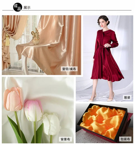 0.5m/1m/2m Satin Fabric Lining Soft and Shiny Silk-Like Material,for Clothing and Lining, Garments, DIY Craft, and Gift Wrapping