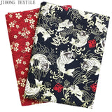 50x145cm Japanese Kimono Bronzed Fabric Sushi Cherry Blossoms Print Cotton Cloth DIY Materials Patchwork Accessories for Sewing