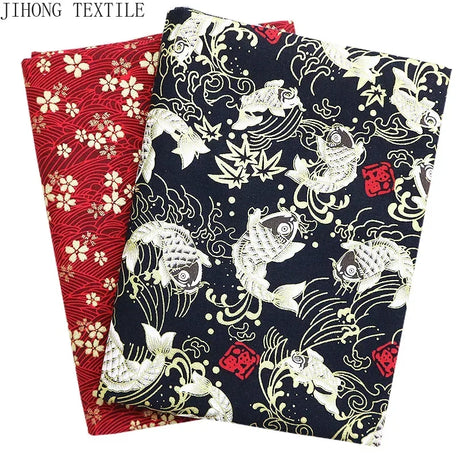 50x145cm Japanese Kimono Bronzed Fabric Sushi Cherry Blossoms Print Cotton Cloth DIY Materials Patchwork Accessories for Sewing