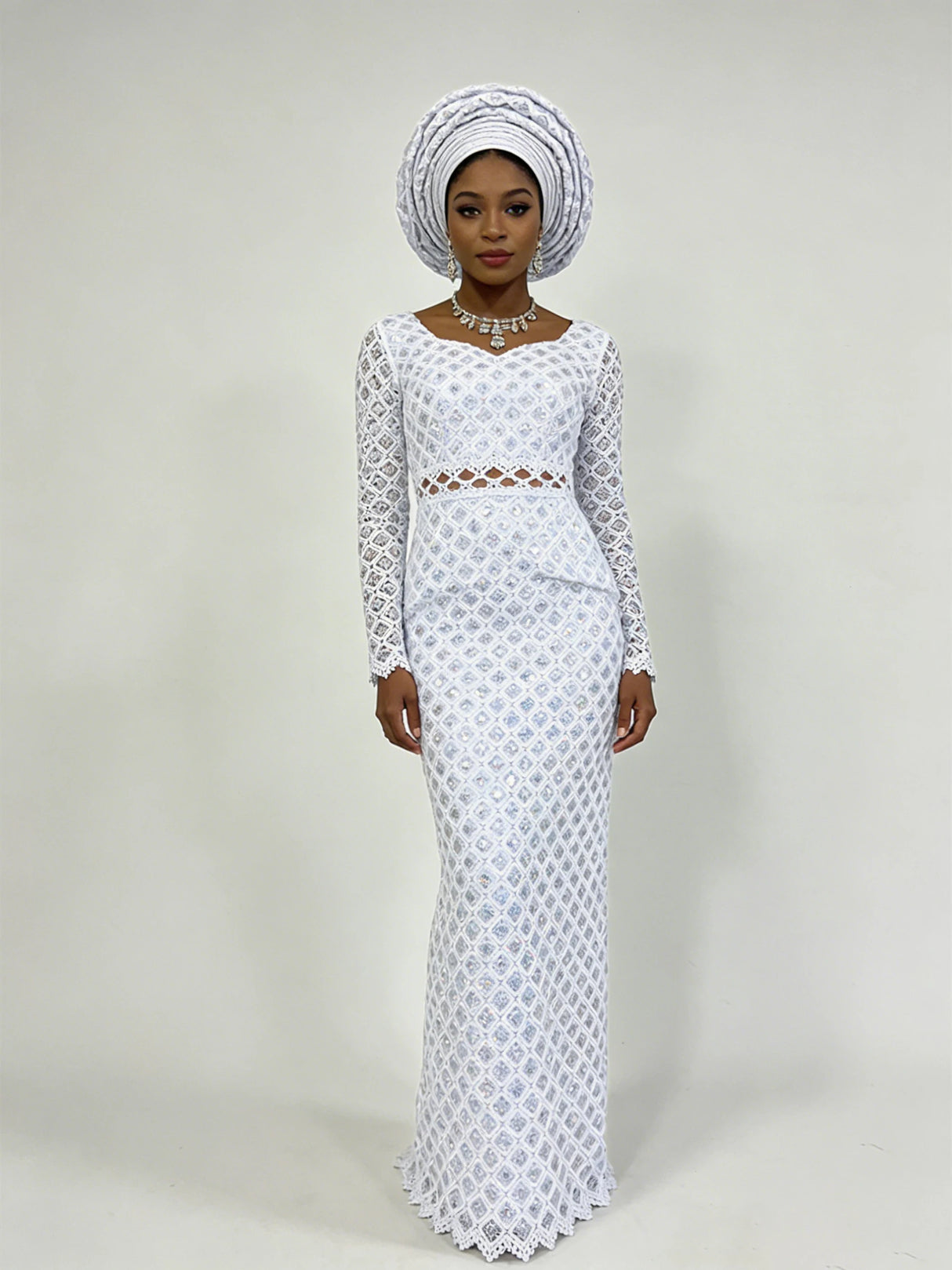 White African Guipure Cord Lace Fabric with Sequins 2025 High Quality Nigerian Guipure Cord Lace for Sewing Wedding Dress F4025