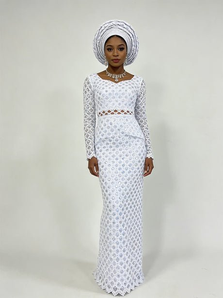 White African Guipure Cord Lace Fabric with Sequins 2025 High Quality Nigerian Guipure Cord Lace for Sewing Wedding Dress F4025