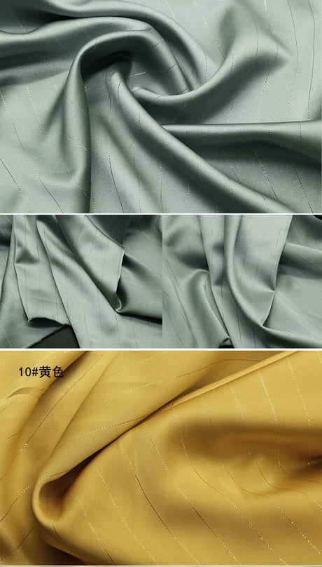 High End Bright Silk Striped Imitation Acetic Acid Fabric Satin Glossy Silk Smooth Drape Feeling Suit Dress Pants Fabric