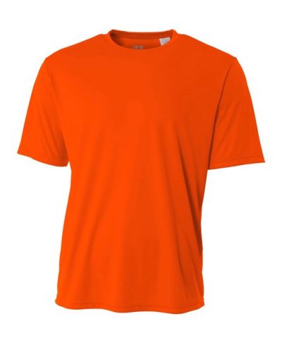 A4 NB3142 Youth Cooling Performance Crew Micro Poly Interlock Fabric - Safety Orange, 44+ UPF, Moisture Wicking, Stain Release (1 Piece)