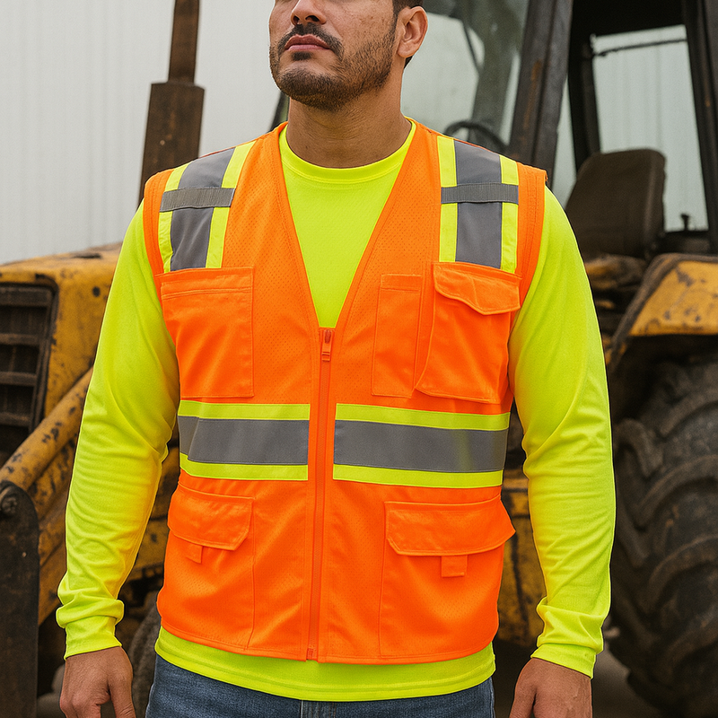 Safety Vest Polyester Fabric - Safety Orange (1 Piece)
