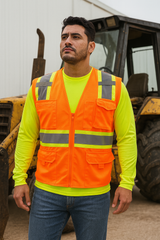Safety Vest Polyester Fabric - Safety Orange (1 Piece)
