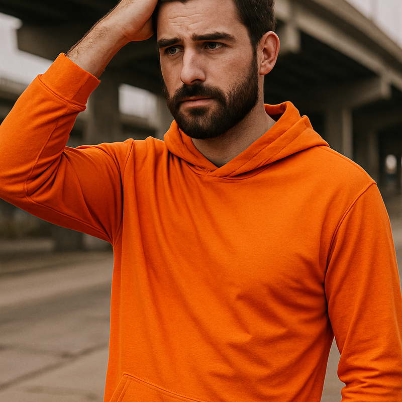 Hooded Longsleeve Polyester Fabric - Safety Orange, Hooded, Long Sleeve (1 Piece)