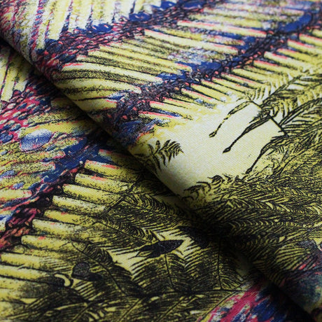 Plume Tropics Nylon Spandex Fabric - Dusk, Sage, Tropical Plume Print, 58-60" Width (1 Yard)