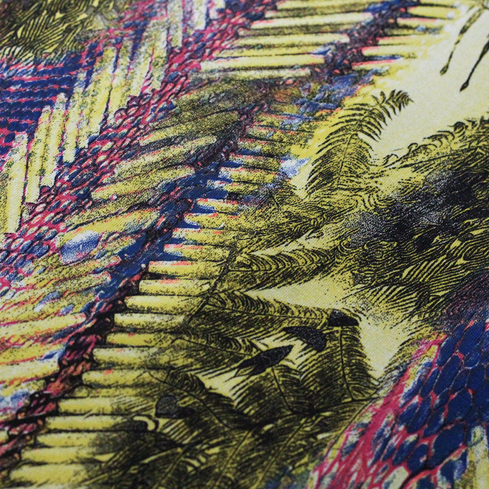 Plume Tropics Nylon Spandex Fabric - Dusk, Sage, Tropical Plume Print, 58-60" Width (1 Yard)