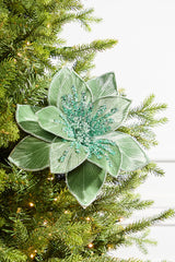 22" Glitter Poinsettia Stem - Green