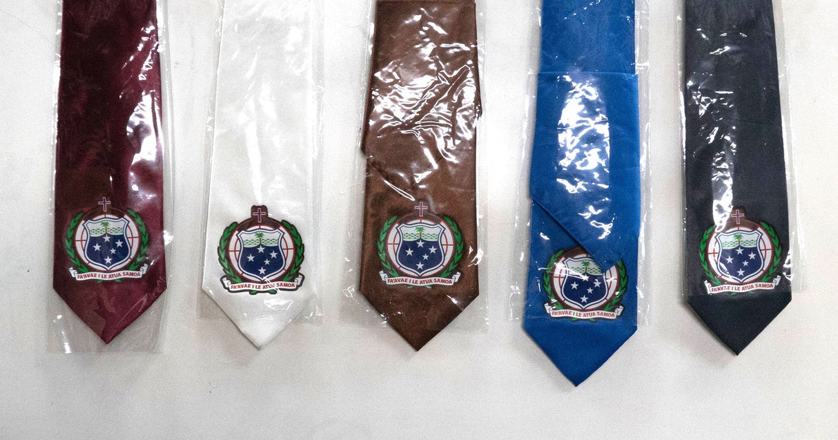 Samoa Seal Tie Polyester Fabric - Official Samoa National Seal, 56" Length, 3.5" Width (One Size)
