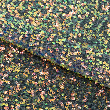 Sanibel Seashell Polyester Velvet Sequin Fabric - Seashell Sequin, 49" Width, 365 GSM (1 Yard)